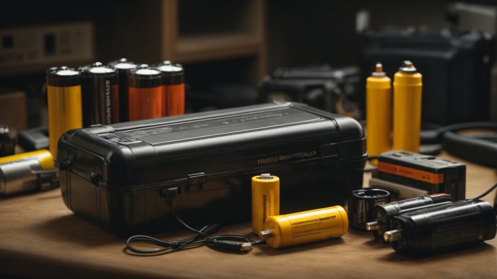 Instructional image illustrating preventative measures against lithium battery leaks, showing proper storage, charging, and inspection practices.