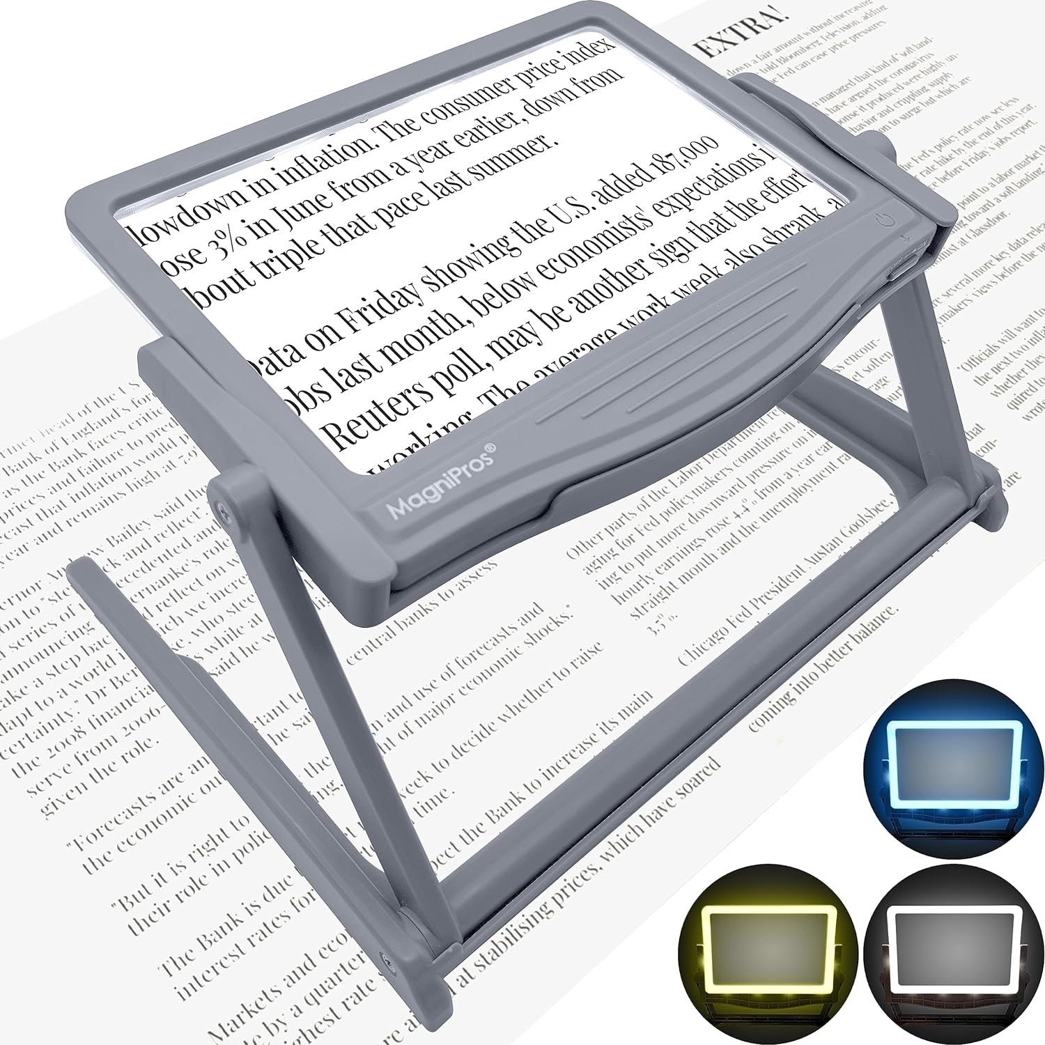 MAGNIPROS 5X Large LED Full Page Magnifying Glass